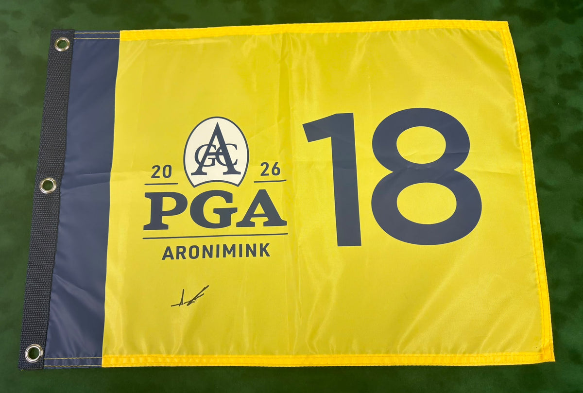 Aaron Rai 2026 PGA Championship Winner Signed Aronimink Golf Flag + Dealer Cert