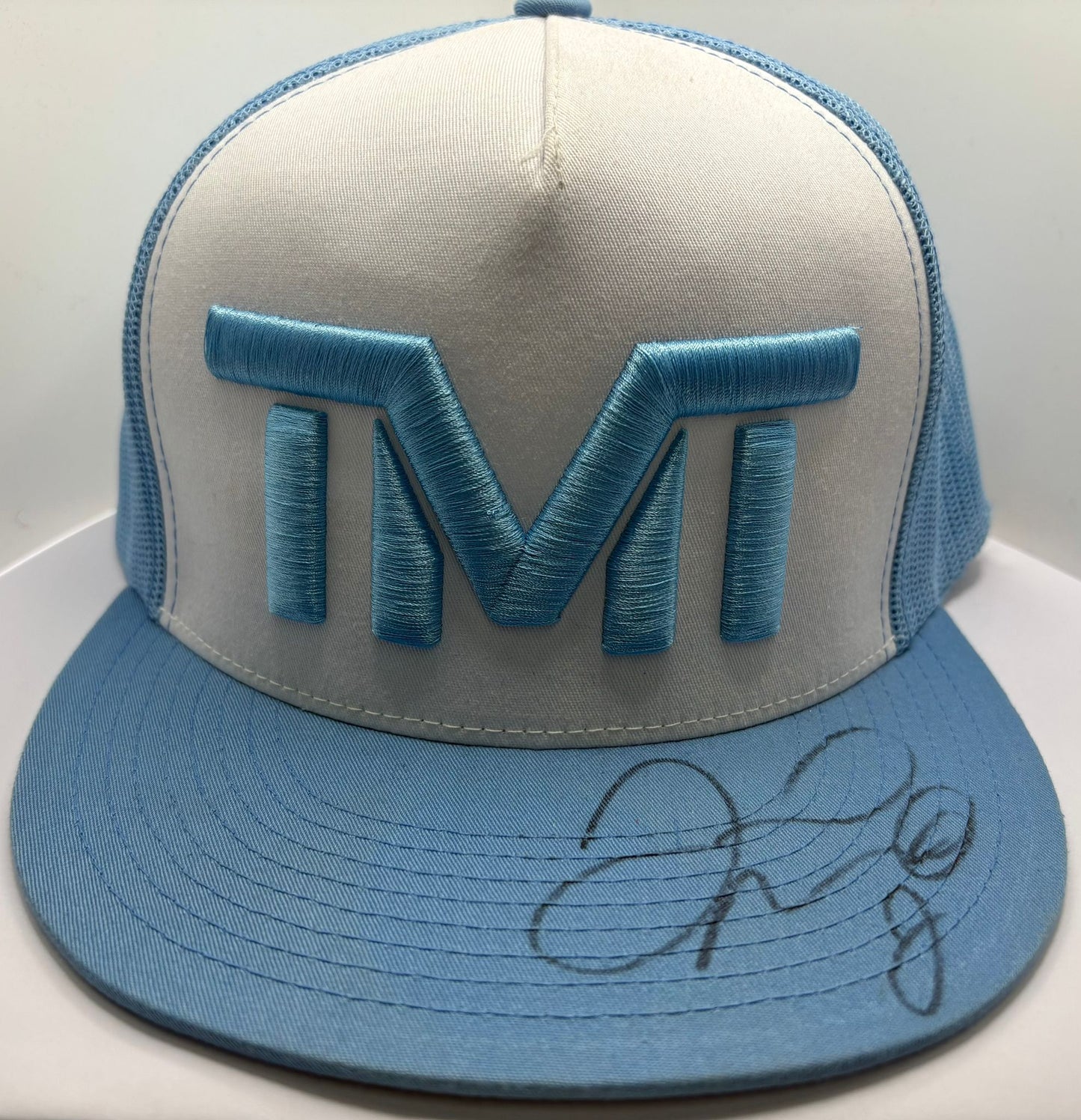 Floyd Mayweather Signed The Money Team (TMT) Official Blue & White Flat Brim Cap + Cert