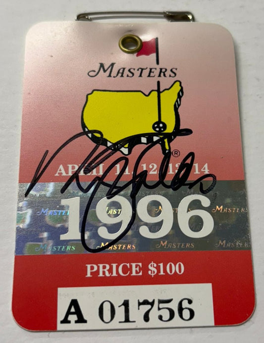 1996 Augusta Masters Ticket Signed by Winner Sir Nick Faldo + Dealer COA