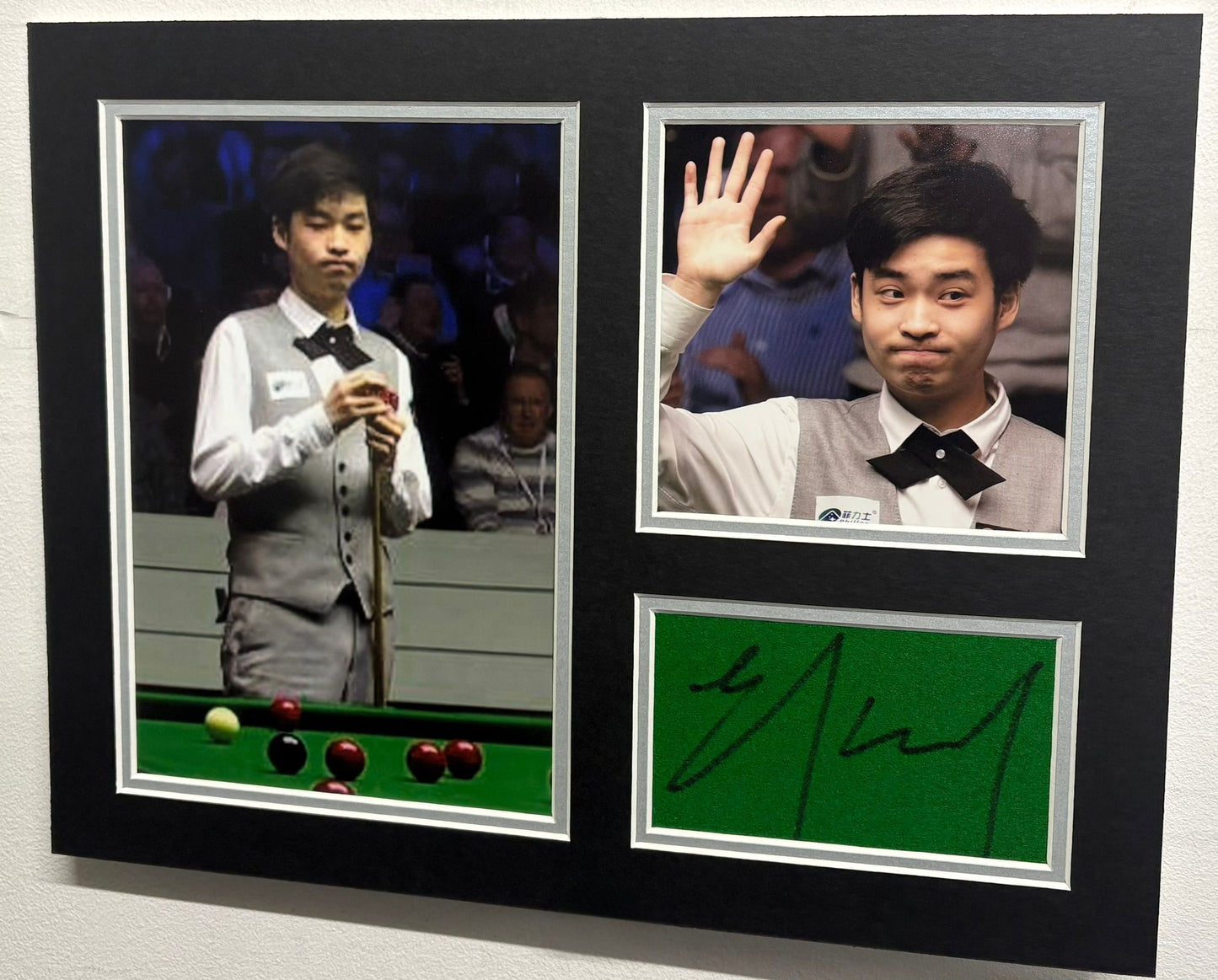 Chinese Snooker Sensation Si Jiahui Signed Table Baize Display + Dealer COA