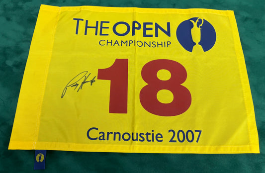 Winner Padraig Harrington Signed 2007 Open at Carnoustie Golf Flag + Dealer COA