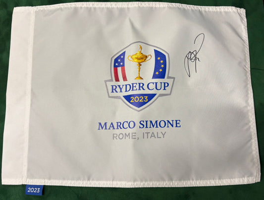 Justin Rose Signed 2023 Ryder Cup at Marco Simone Golf Flag + Dealer COA