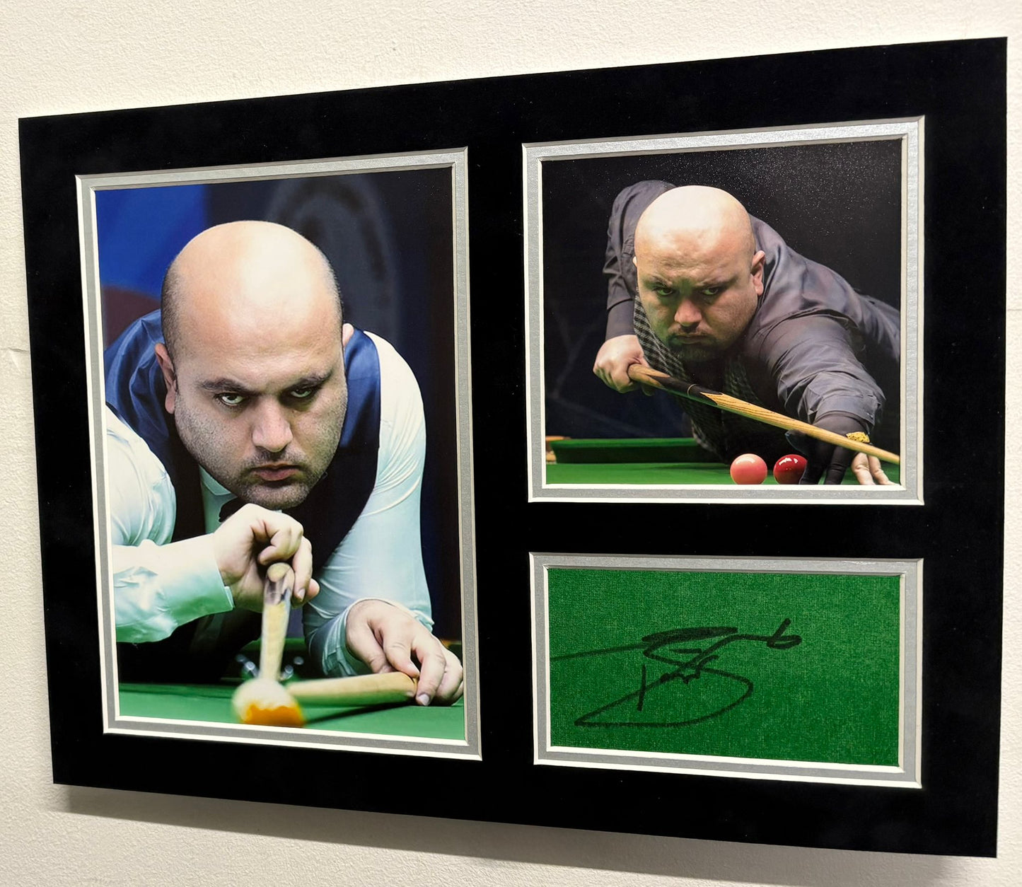 Amir Sarkhosh 3x Asian Snooker Championship Winner Signed Baize Display + COA