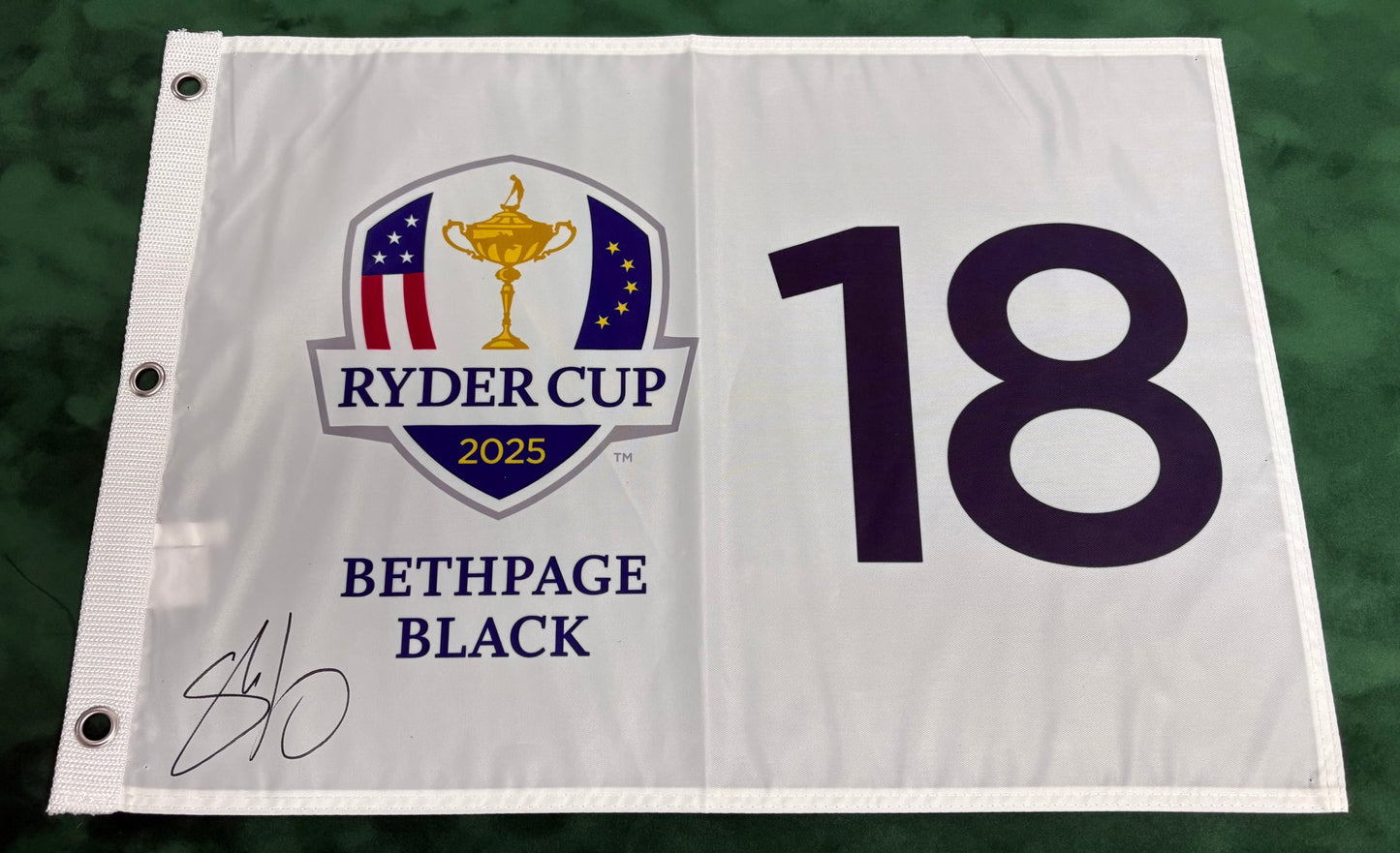2025 Ryder Cup at Bethpage Black Golf Flag Signed by Shane Lowry + Dealer Cert