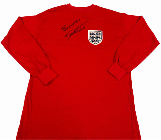 England 1966 World Cup Final Retro Football Shirt Signed by Geoff Hurst + Dealer COA