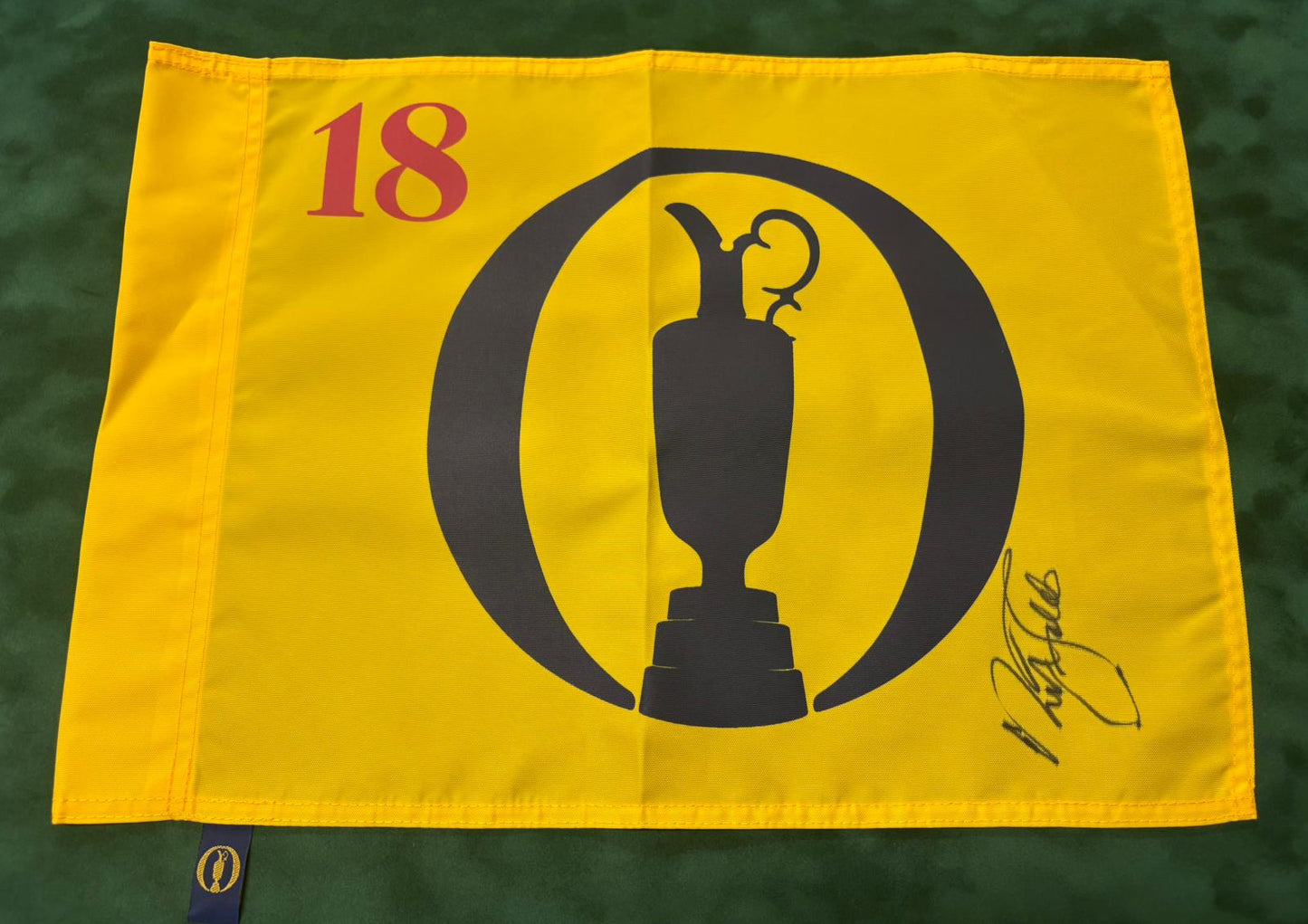 Sir Nick Faldo Six-Time Major Golf Champion Signed Undated Open Flag + Cert
