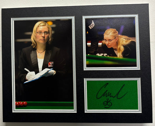 German Snooker Referee Maike Kesseler Signed Table Baize Display + Dealer COA