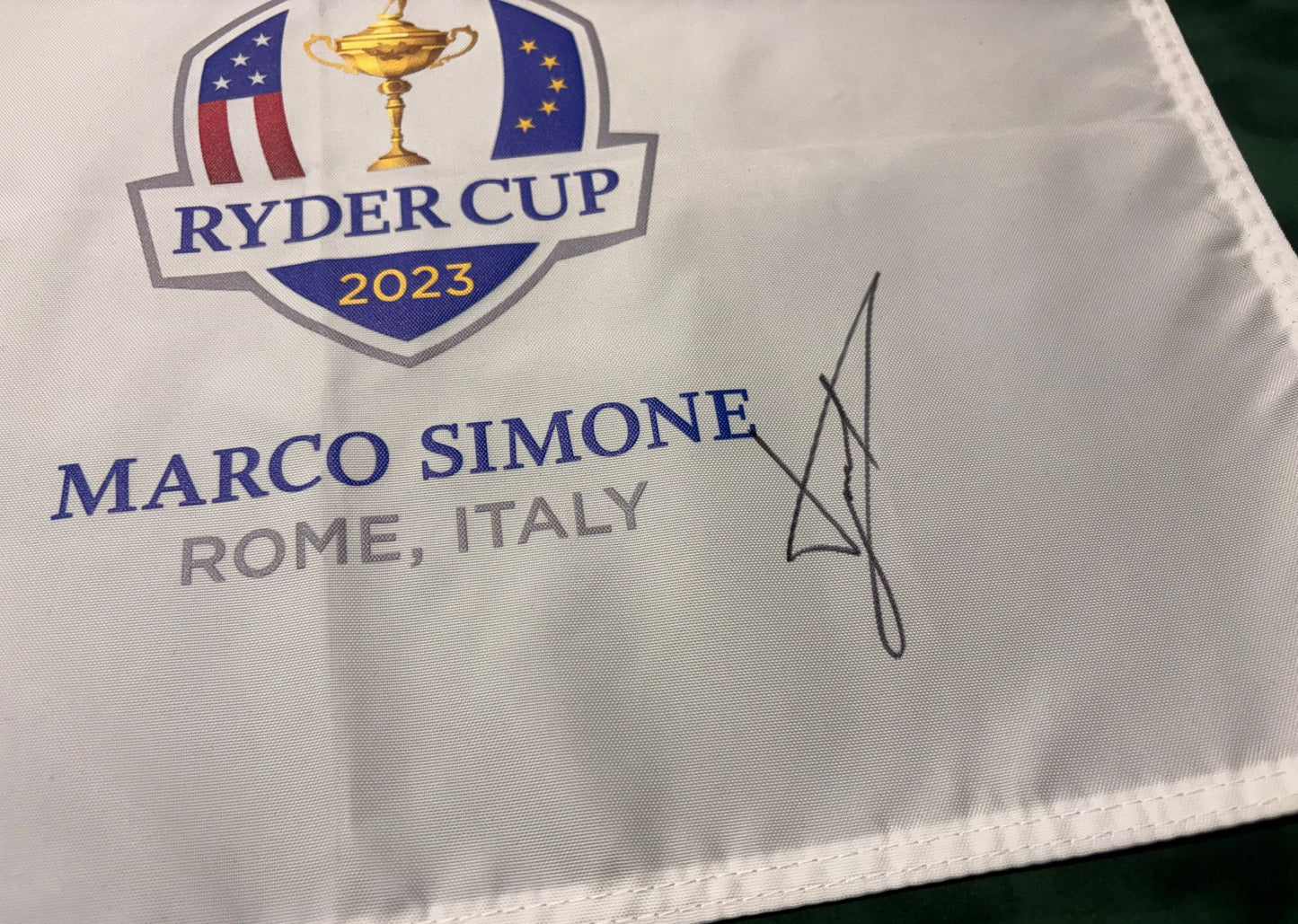 Luke Donald 2023 Ryder Cup Winning Captain Signed Marco Simone Golf Flag w/ COA
