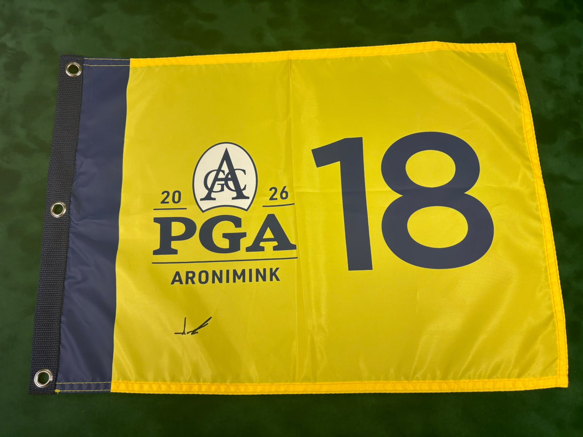 Aaron Rai 2026 PGA Championship Winner Signed Aronimink Golf Flag + Dealer COA