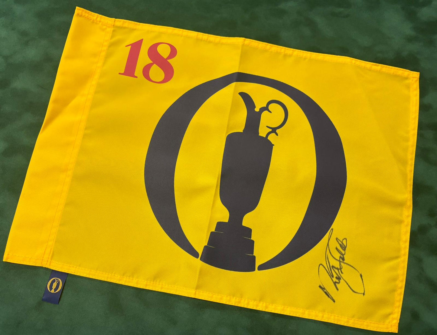 Sir Nick Faldo Six-Time Major Golf Champion Signed Undated Open Flag + Cert