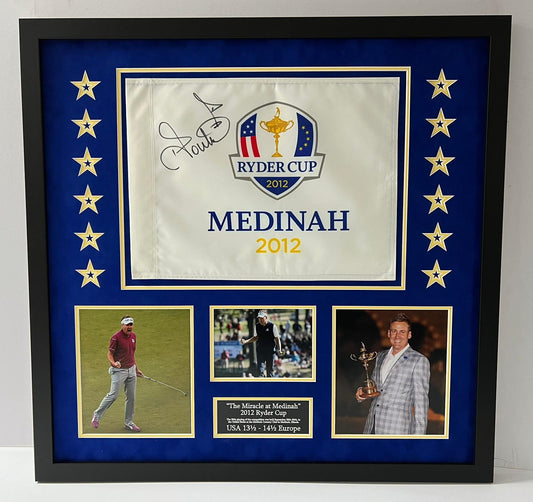 'The Miracle at Medinah' 2012 Ryder Cup Golf Flag Display Signed by Ian Poulter + Cert