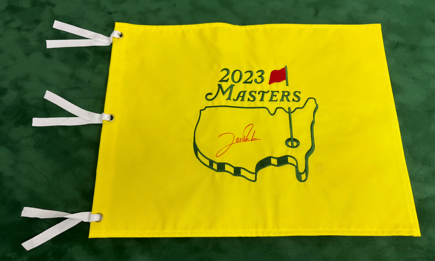 Champion Jon Rahm Signed 2023 Augusta Masters Golf Flag + Dealer COA