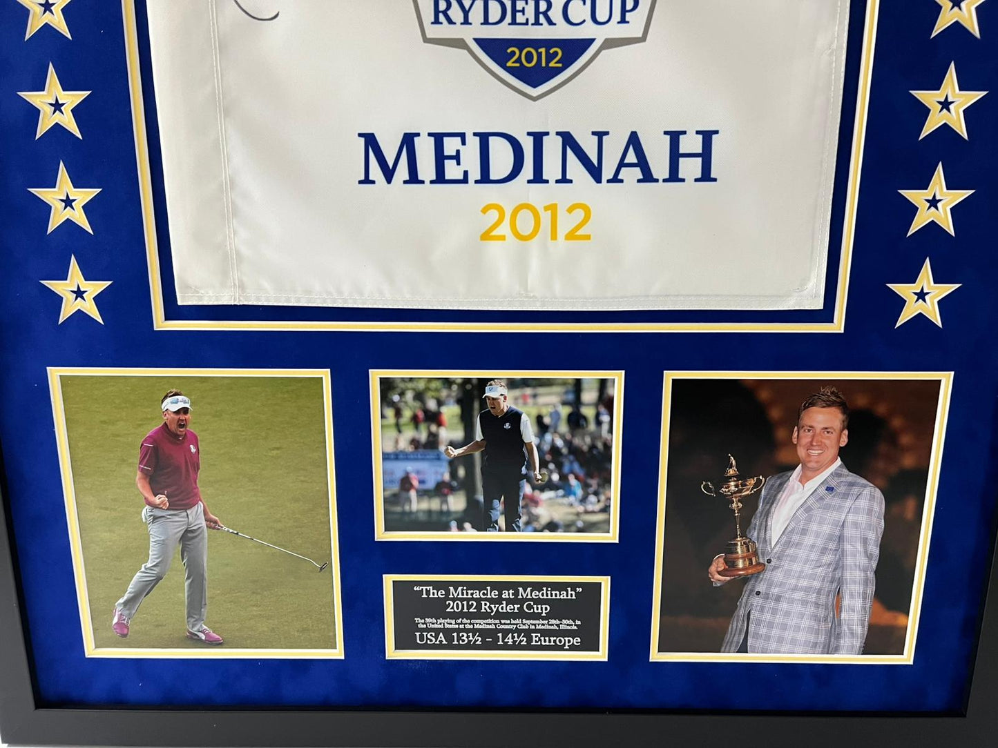 'The Miracle at Medinah' 2012 Ryder Cup Golf Flag Display Signed by Ian Poulter + Cert