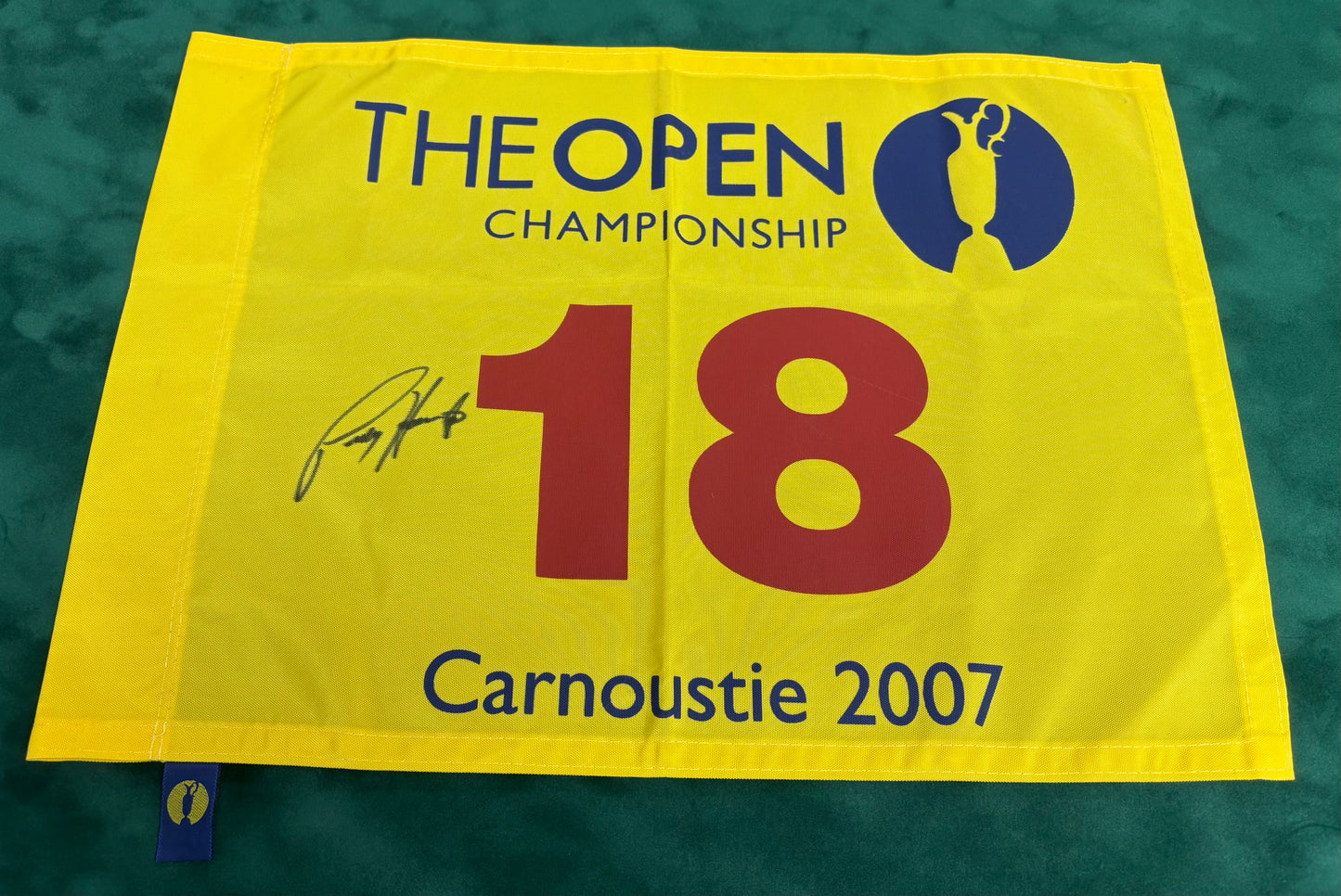 Winner Padraig Harrington Signed 2007 Open at Carnoustie Golf Flag + Dealer COA