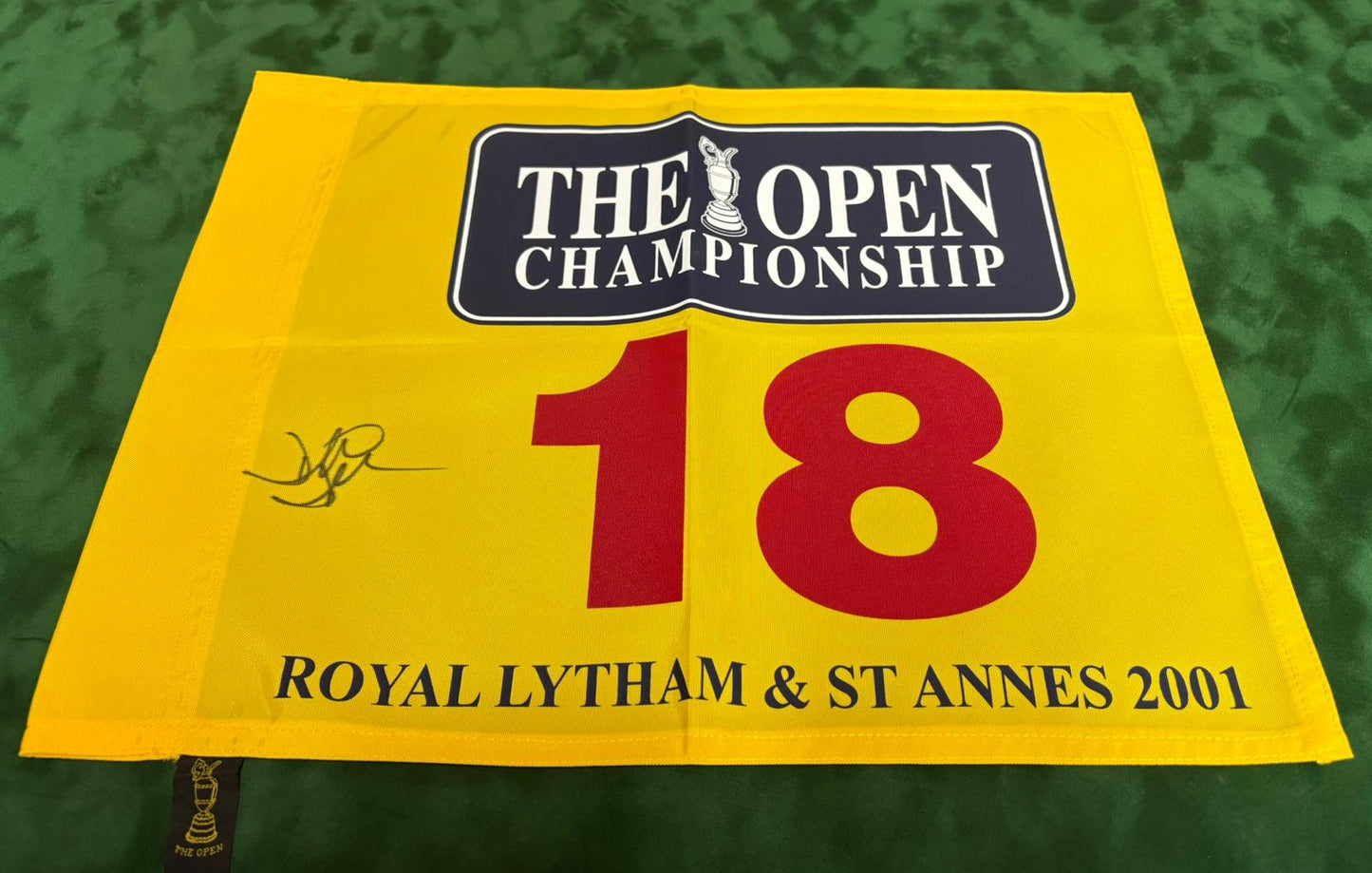 David Duval Winner Signed 2001 The Open at Royal Lytham & St Annes Golf Flag + Dealer COA