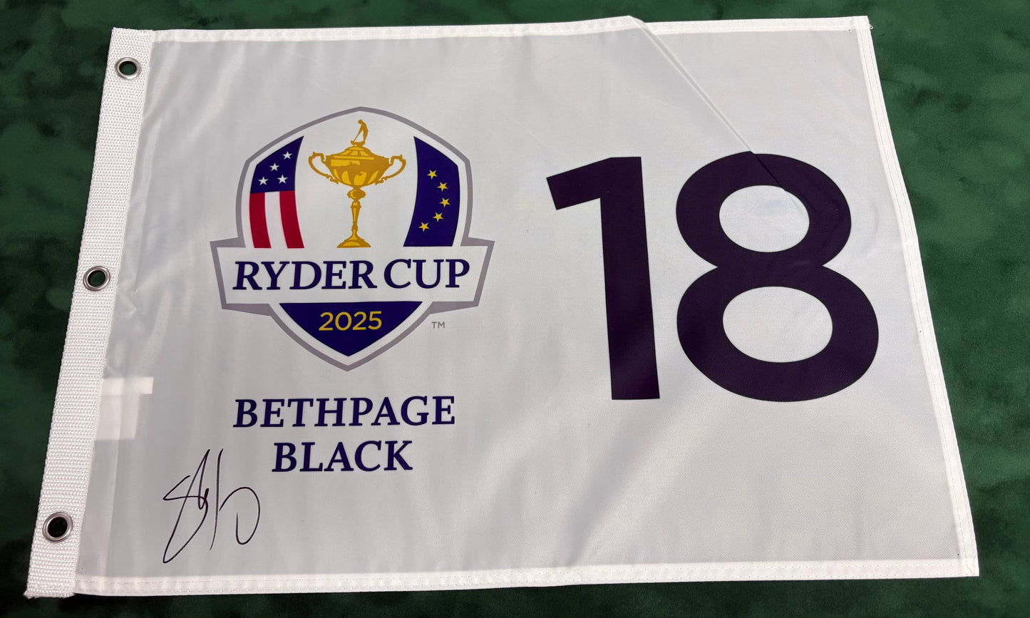 2025 Ryder Cup at Bethpage Black Golf Flag Signed by Shane Lowry + Dealer COA