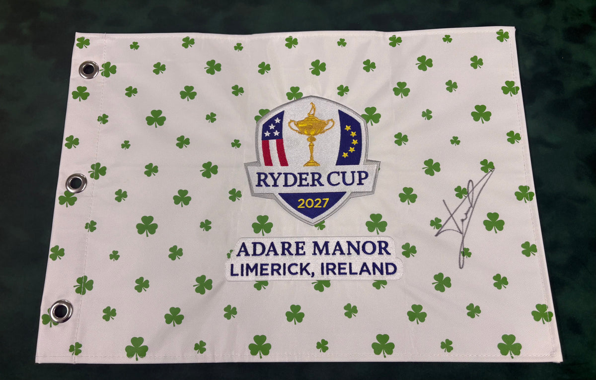 Luke Donald 2027 Team Europe Ryder Cup Captain Signed Shamrock Golf Flag + COA