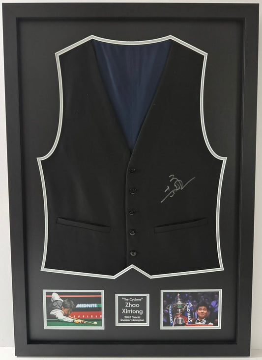 2025 World Snooker Champion Zhao Xintong Signed & Framed Waistcoat + Cert