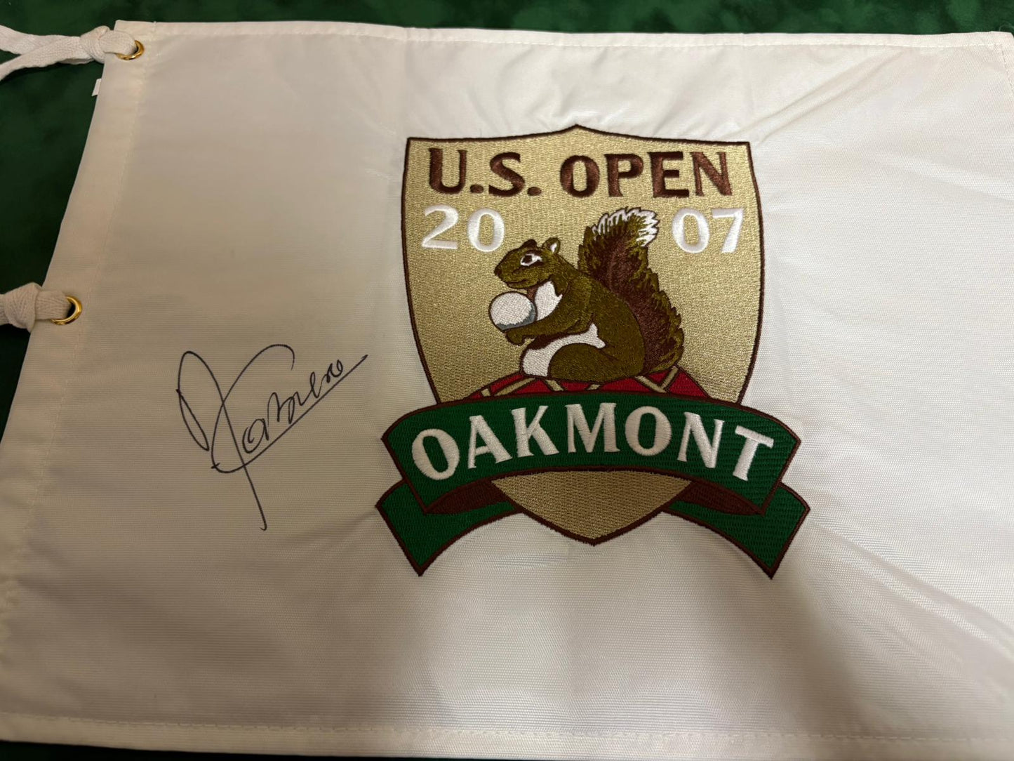 Ángel Cabrera Winner Signed 2007 US Open at Oakmont Golf Pin Flag + Dealer COA
