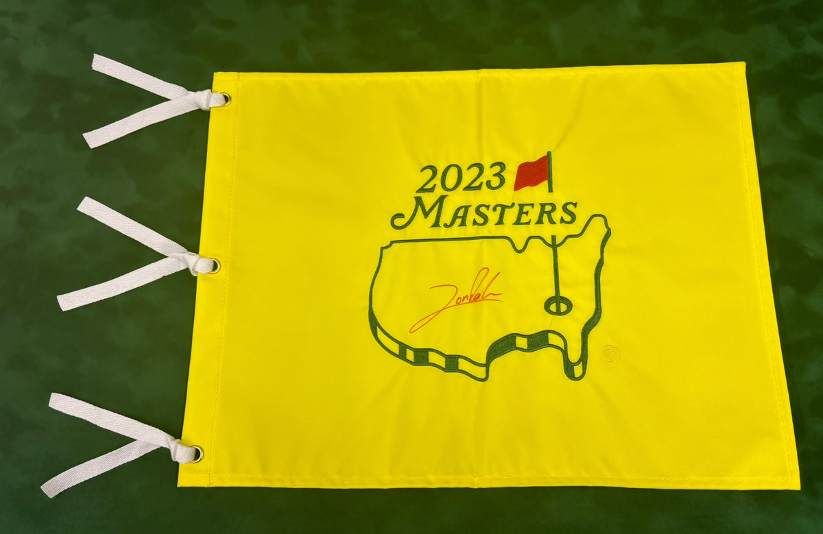 Jon Rahm 2023 Augusta Masters Champion Signed Golf Pin Flag + Dealer Cert