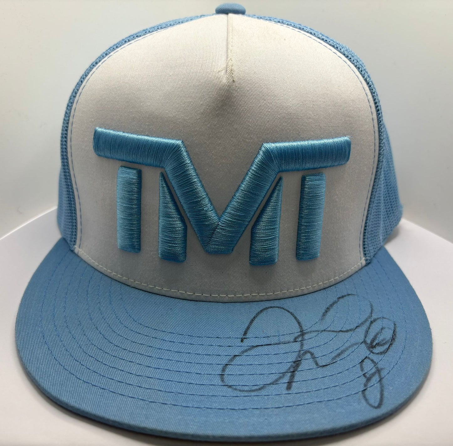 Floyd Mayweather Signed The Money Team (TMT) Official Blue & White Flat Brim Cap + Cert