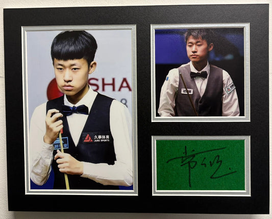 Professional Snooker Player Chang Bingyu Signed Table Baize Display + Dealer COA