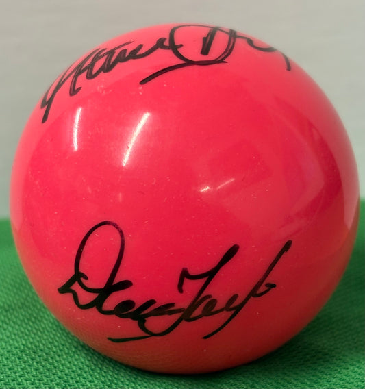 Snooker Legends Dennis Taylor & Steve Davis Signed Pink Snooker Ball + Cert