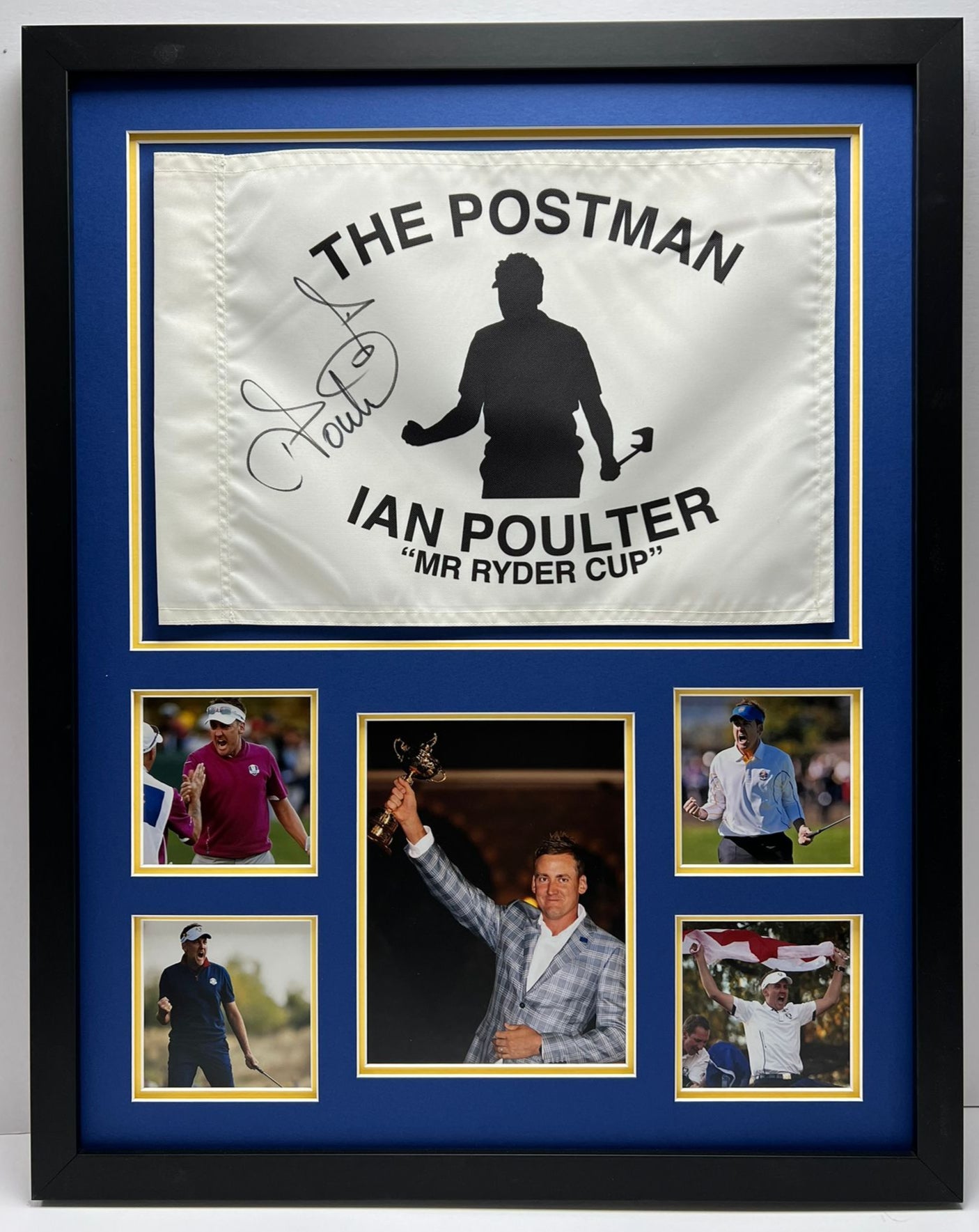 'The Postman' Ian Poulter Signed & Framed Golf Pin Flag - Ryder Cup Legend + COA