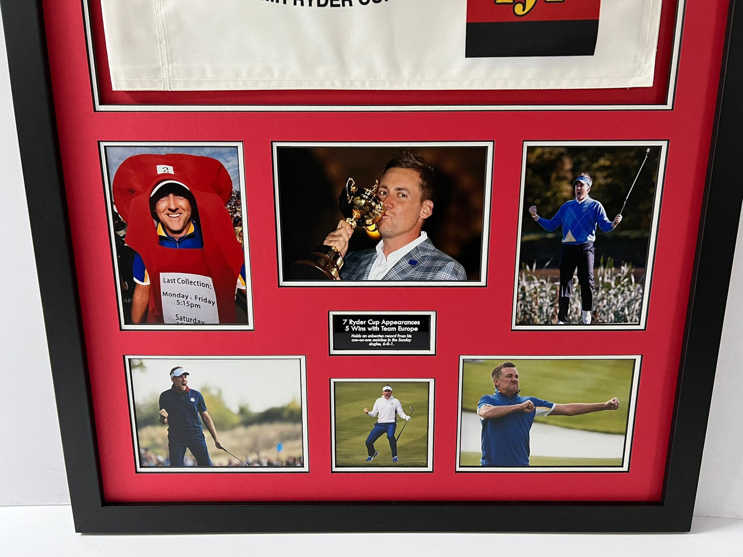 'The Postman' Ian Poulter Signed & Framed Golf Pin Flag Display + Dealer COA