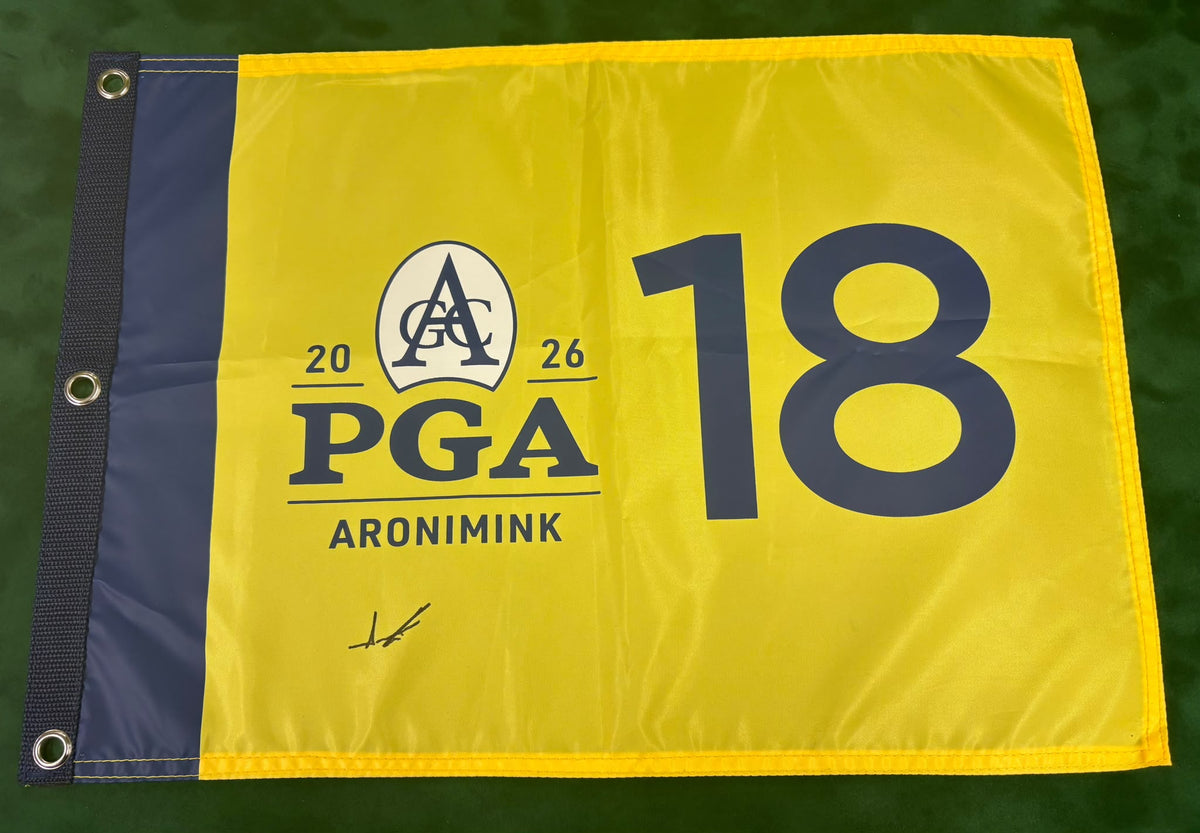 Aaron Rai 2026 PGA Championship Winner Signed Aronimink Golf Flag + Dealer Cert