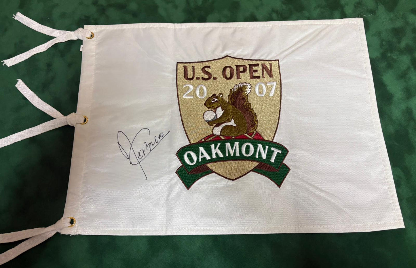 Ángel Cabrera Winner Signed 2007 US Open at Oakmont Golf Pin Flag + Dealer COA