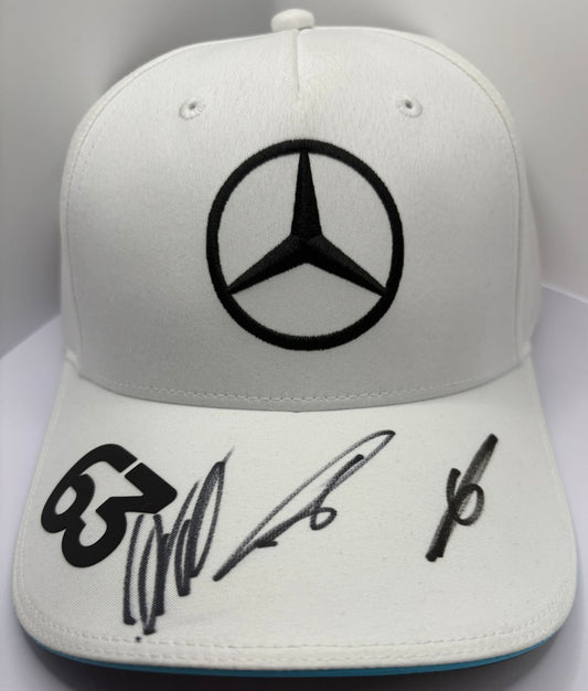 Andrea Kimi Antonelli, George Russell & Toto Wolff Signed White Mercedes F1 Cap + COA