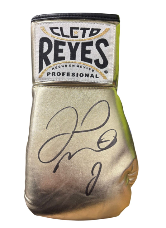 Floyd Mayweather Jr Signed Gold Cleto Reyes Right Boxing Glove + Dealer COA