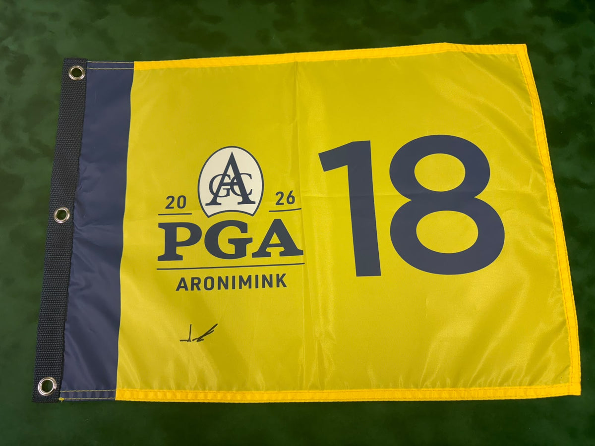 Aaron Rai 2026 PGA Championship Winner Signed Aronimink Golf Flag + Dealer COA