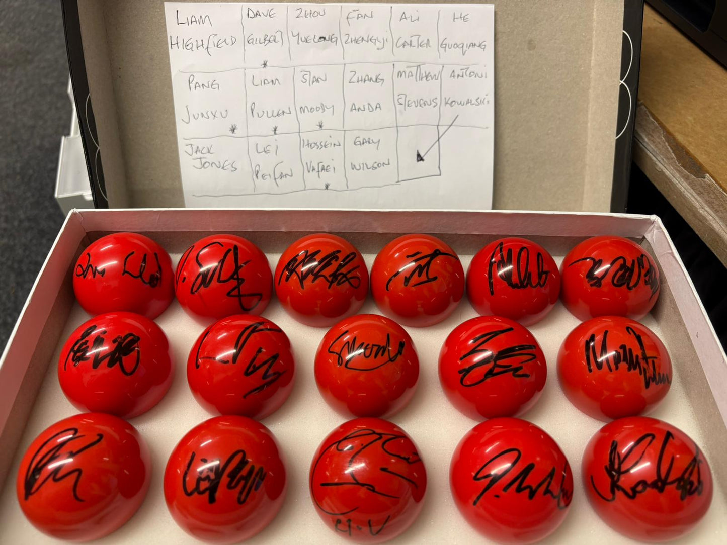 RARE Set of 32 Signed Red Snooker Balls by 2026 World Championship Players @ Crucible + COA