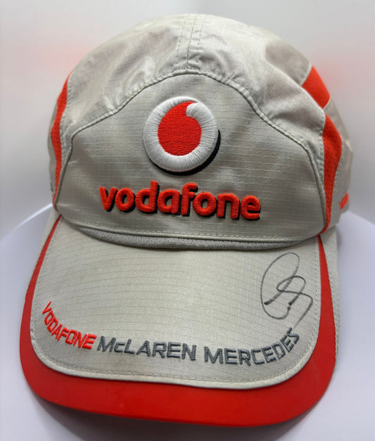 Formula One Legend Lewis Hamilton Signed Vodafone McLaren Mercedes Silver & Orange F1 Cap with COA