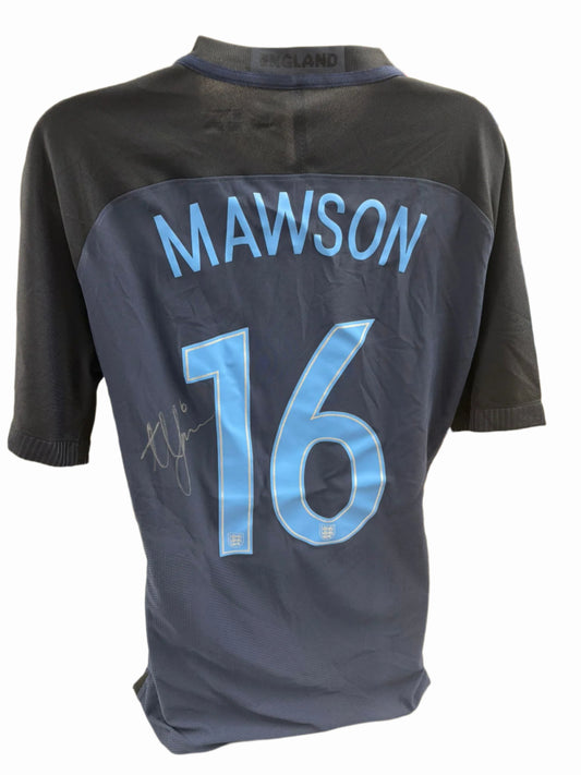 Alfie Mawson #16 Signed Game Worn England U21's Football Shirt + Dealer COA