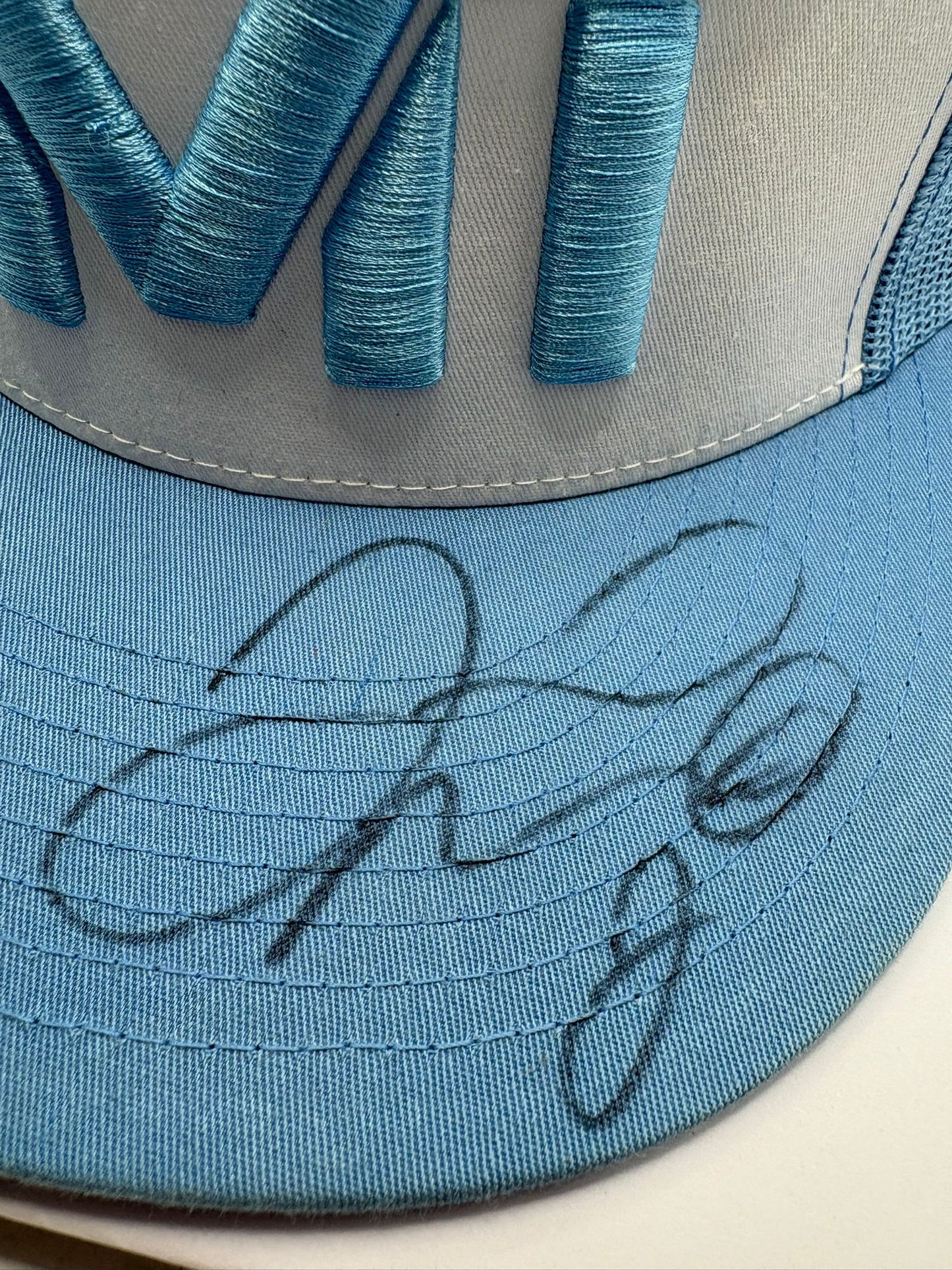 Floyd Mayweather Signed The Money Team (TMT) Official Blue & White Flat Brim Cap + Cert