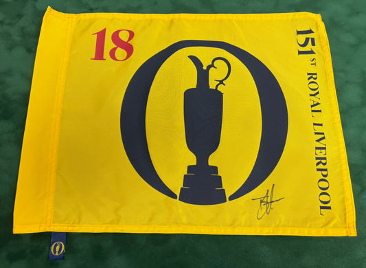 Winner Brian Harman Signed 151st Open at Royal Liverpool Golf Flag + Dealer COA