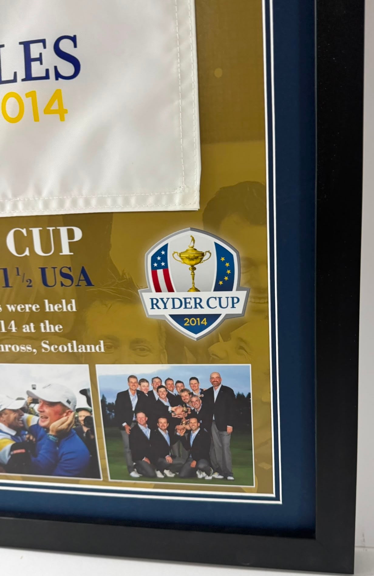 Paul McGinley 2014 Team Europe Ryder Cup Captain Signed Gleneagles Golf Flag Display + COA