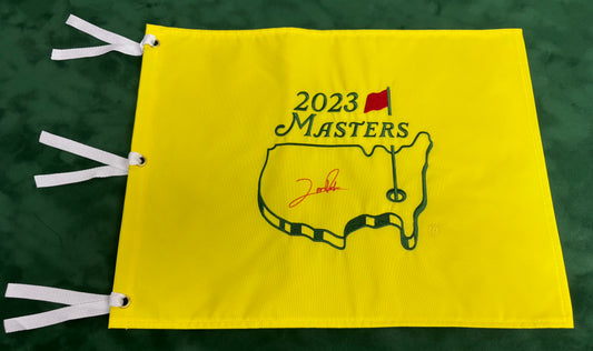 Champion Jon Rahm Signed 2023 Augusta Masters Golf Flag + Dealer Cert