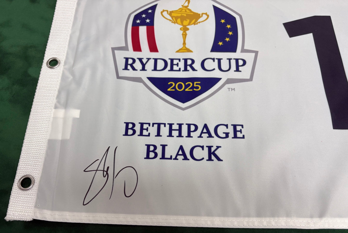 2025 Ryder Cup at Bethpage Black Golf Flag Signed by Shane Lowry + Dealer COA