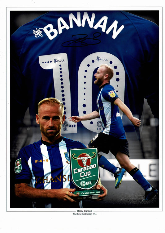 Barry Bannan Sheffield Wednesday SWFC Signed 16x12 Photo Montage + Dealer COA