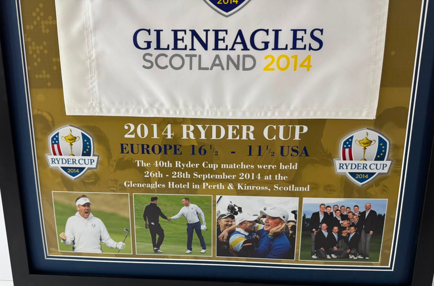 Paul McGinley 2014 Team Europe Ryder Cup Captain Signed Gleneagles Golf Flag Display + COA