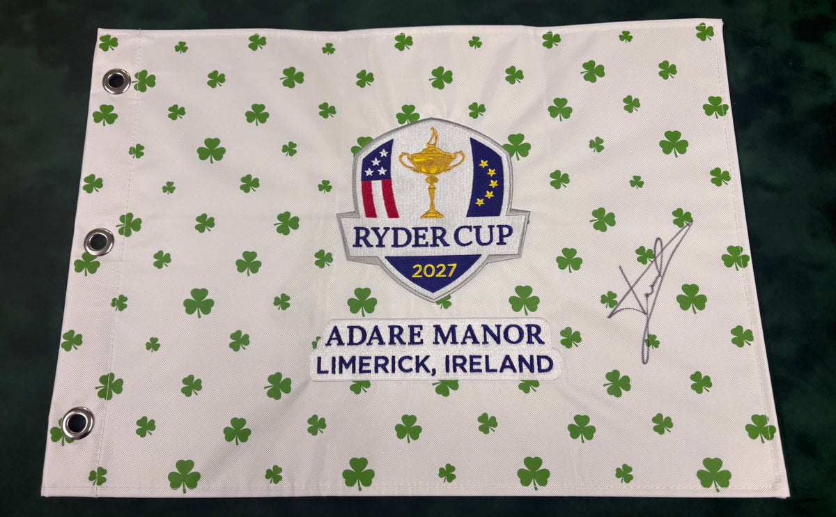 Luke Donald 2027 Team Europe Ryder Cup Captain Signed Shamrock Golf Flag + COA