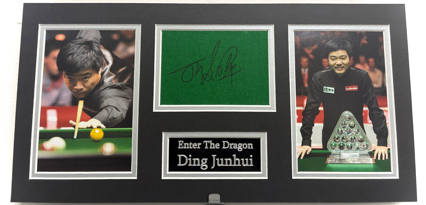 Chinese Snooker Champion Ding Junhui Signed Green Baize Display with COA