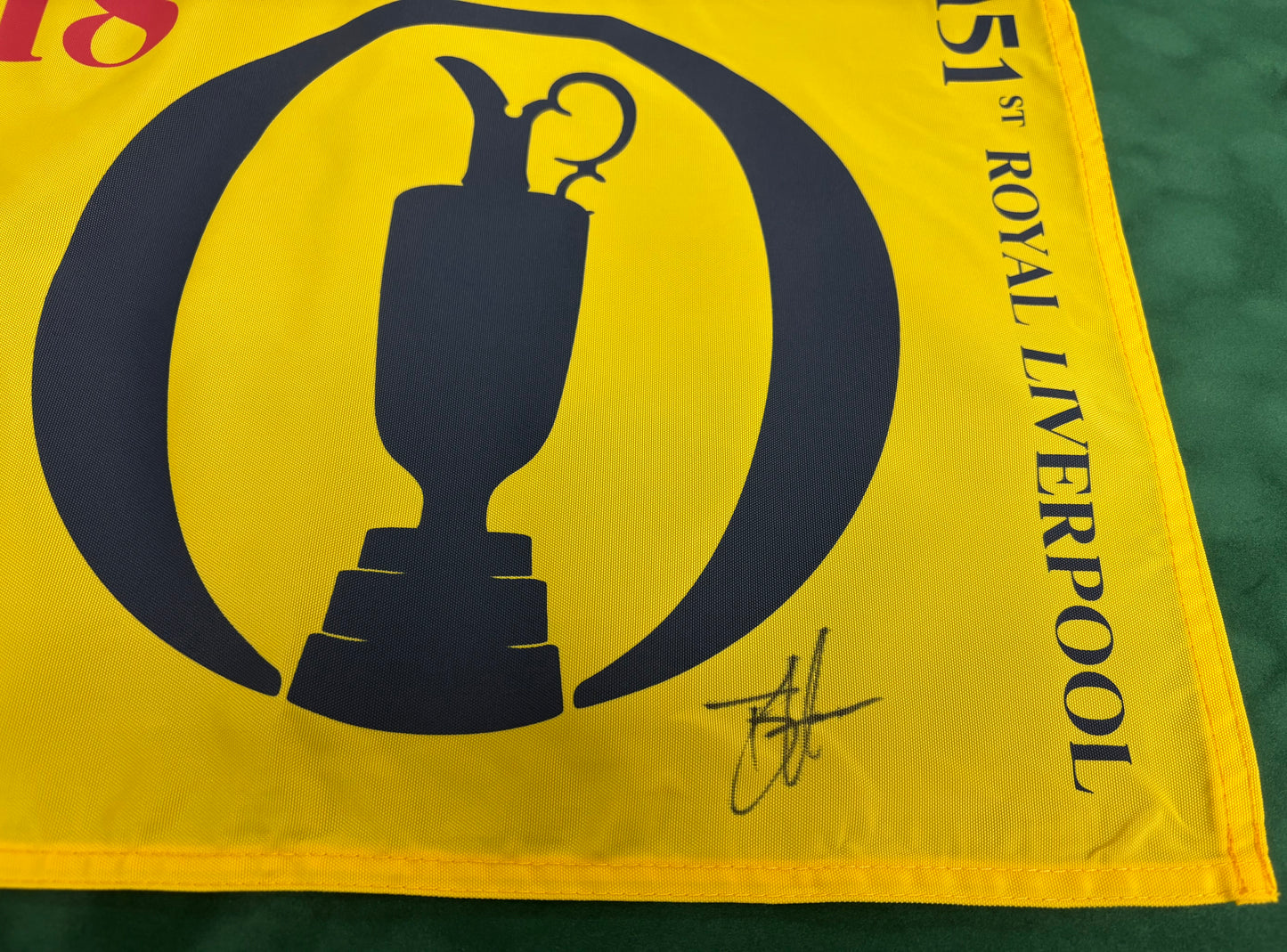 Winner Brian Harman Signed 151st Open at Royal Liverpool Golf Flag + Dealer COA