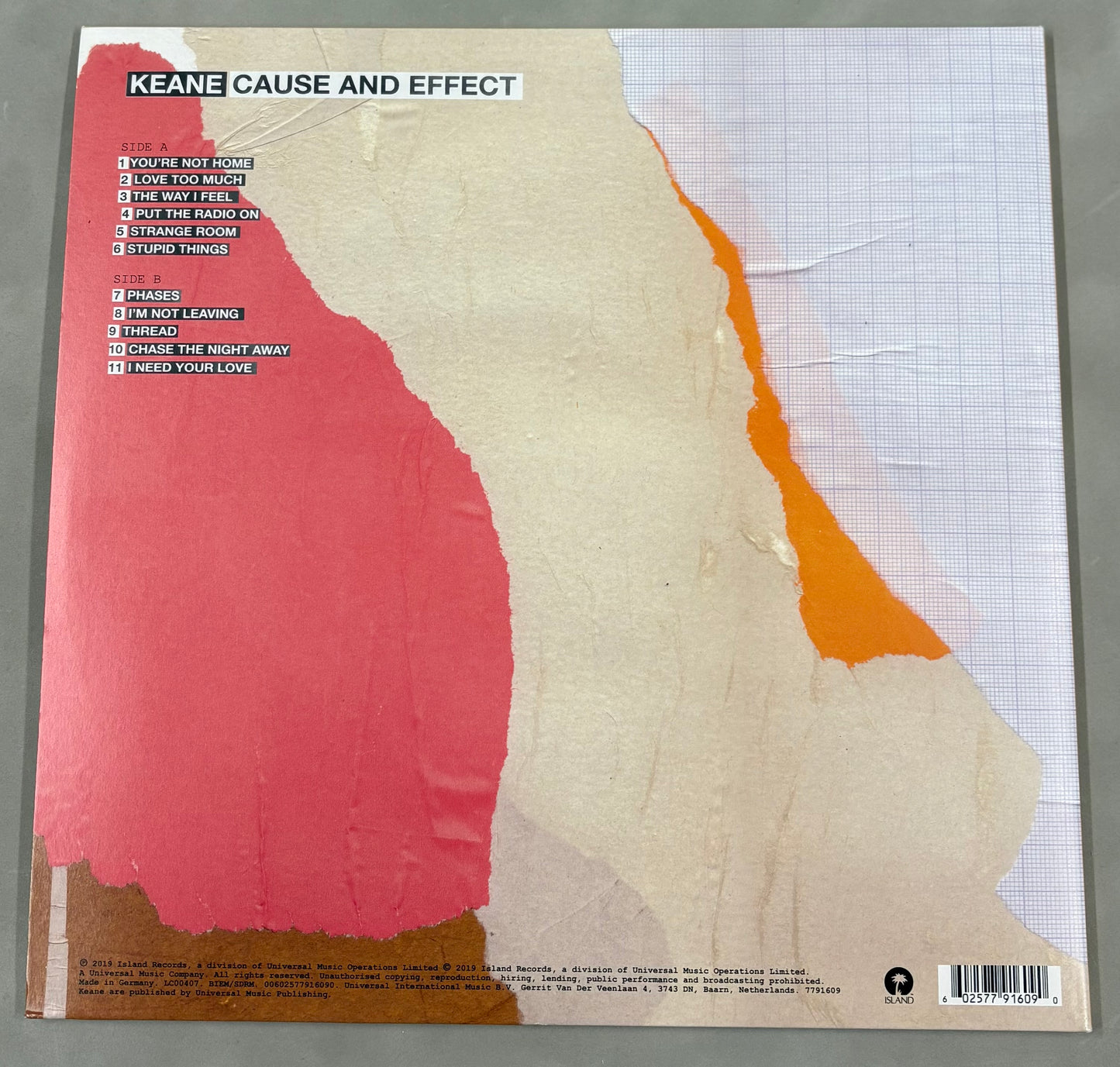 Tom Chaplin 'Keane' Signed Cause and Effect 12'' Vinyl with COA