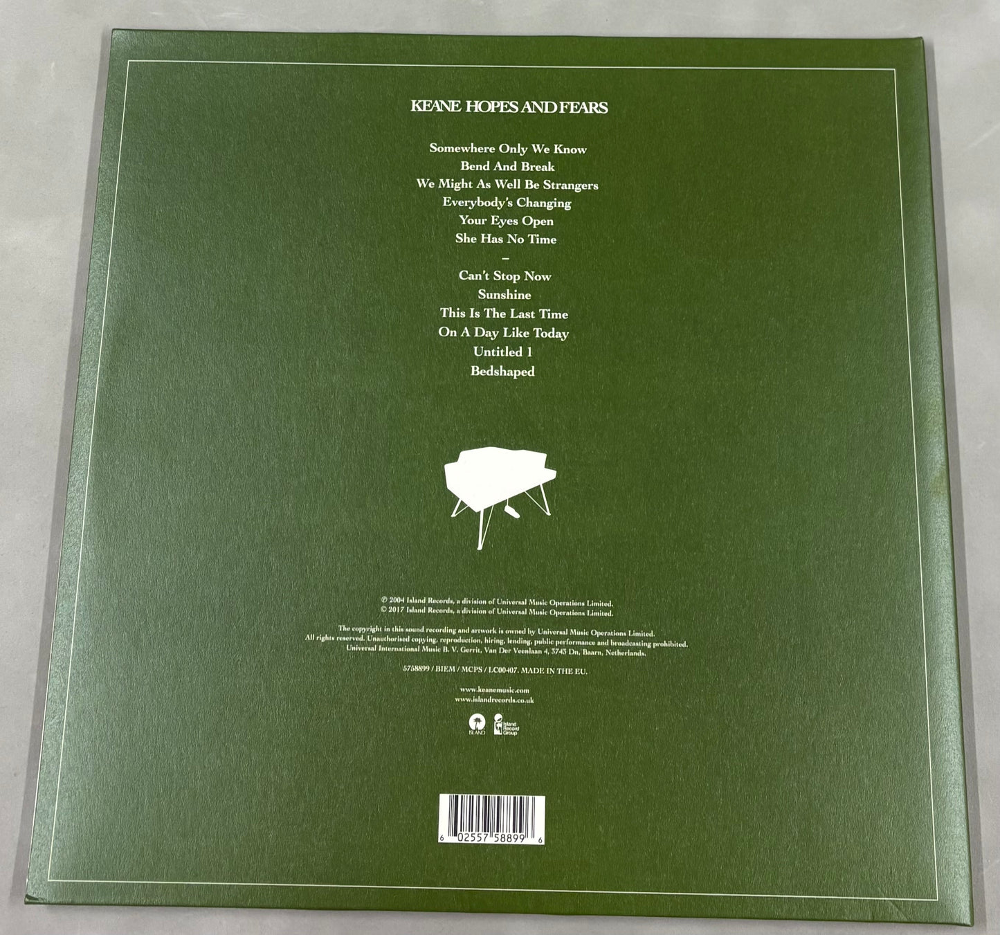 Tom Chaplin 'Keane' Signed Hopes and Fears 12'' Vinyl with COA (1)