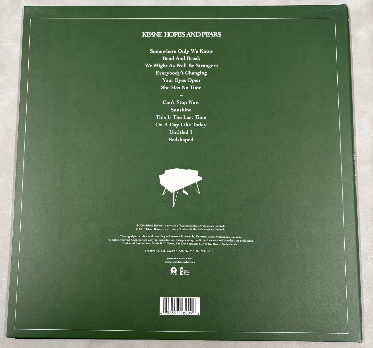 Tom Chaplin 'Keane' Signed Hopes and Fears 12'' Vinyl with COA (2)